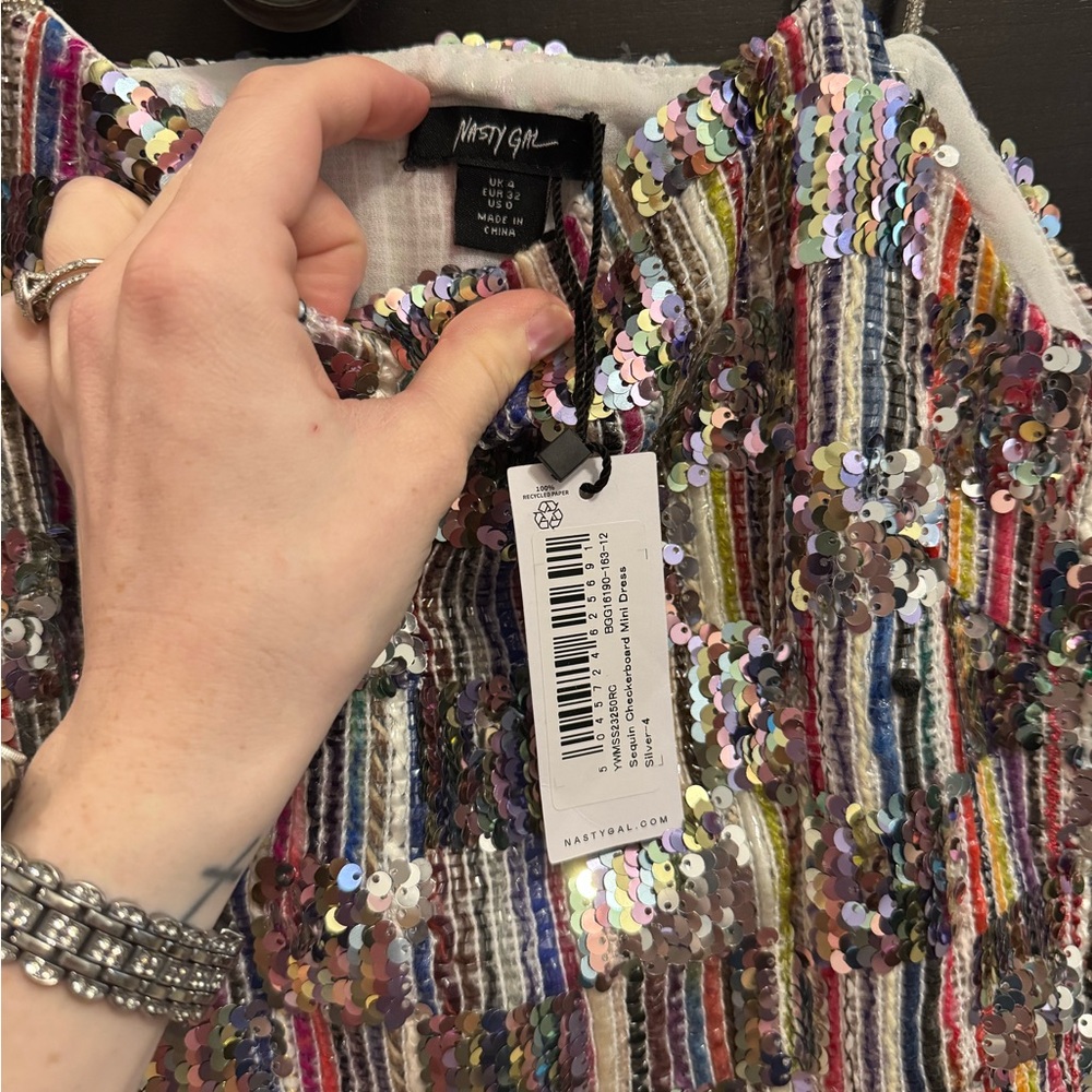 Nasty Gal Sequin Checkerboard Mini Dress - Picture 4 of 4